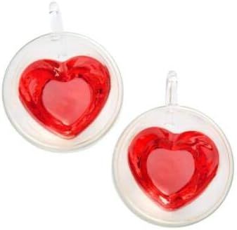 Cool Cook 2 Pack Heart Shaped Double Walled Insulated Glass Coffee Mugs or Tea Cups，Beautiful H... | Amazon (US)