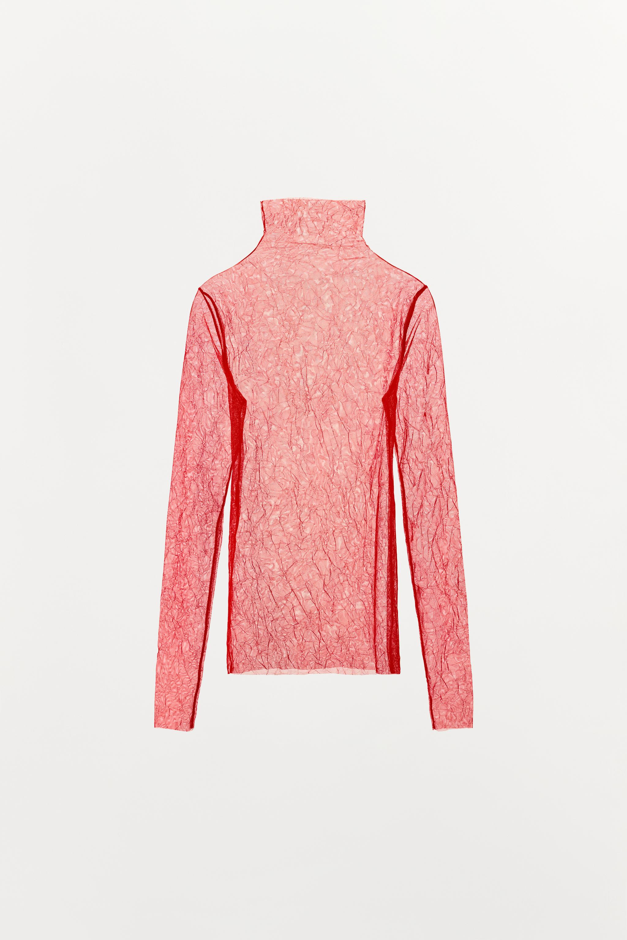SEMI-SHEER CRINKLED T-SHIRT | Zara US