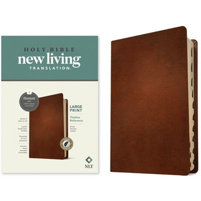 NLT Large Print Thinline Reference Bible, Filament Enabled (Genuine Leather, Brown, Indexed, Red Letter) - (Leather Bound) | Target