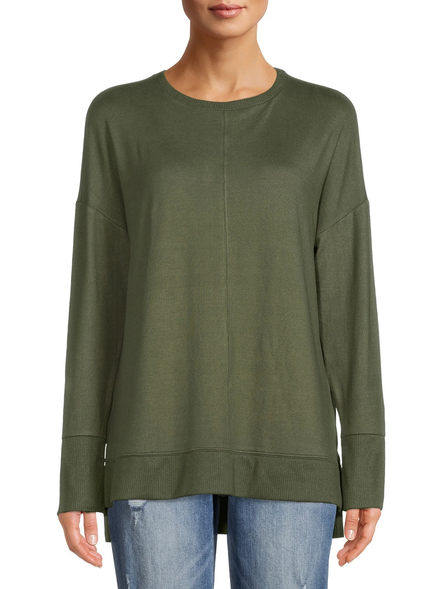 Time and Tru Women's Hacci Crew Neck Tunic | Walmart (US)
