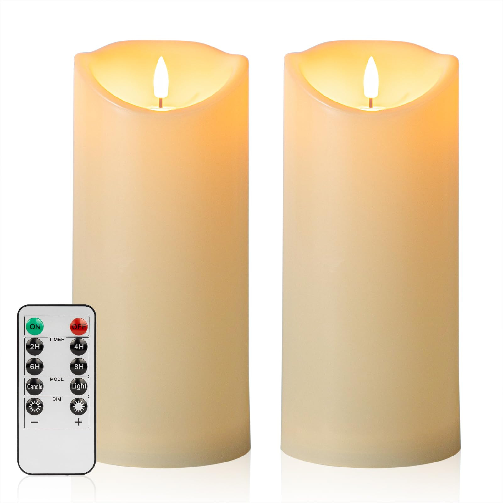 ANGELLOONG 9" x 4" Large Flameless Candles with Remote, Battery Operated Candles with Timer, Flic... | Amazon (US)