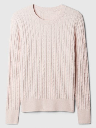 CashSoft Cable-Knit Crewneck Sweater | Gap Factory