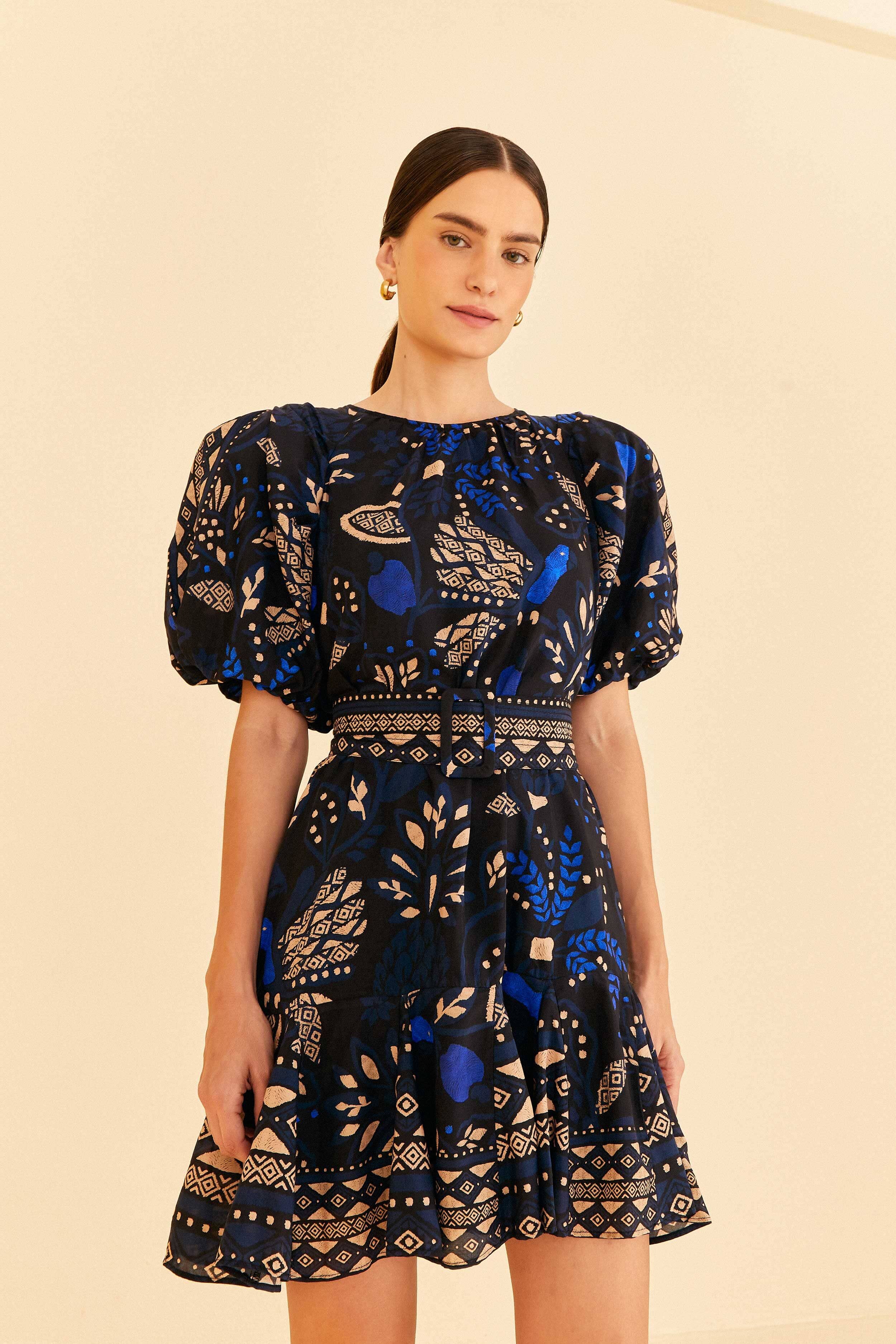 Black Macaw Forest Mini Dress | FarmRio