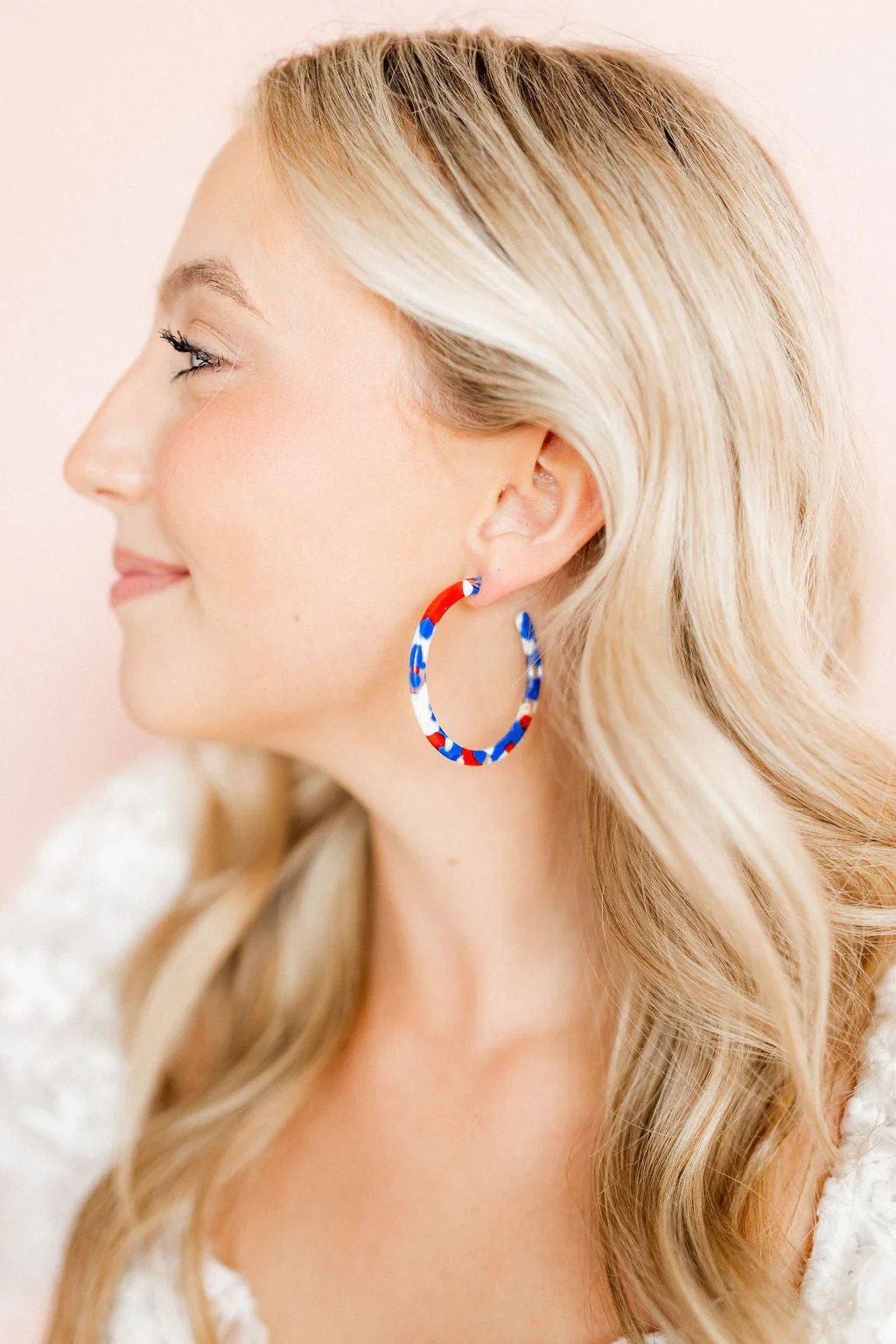 Holly Medium Hoop Earrings - Red, White and Blue - Shop LINNY CO | LINNY CO LLC