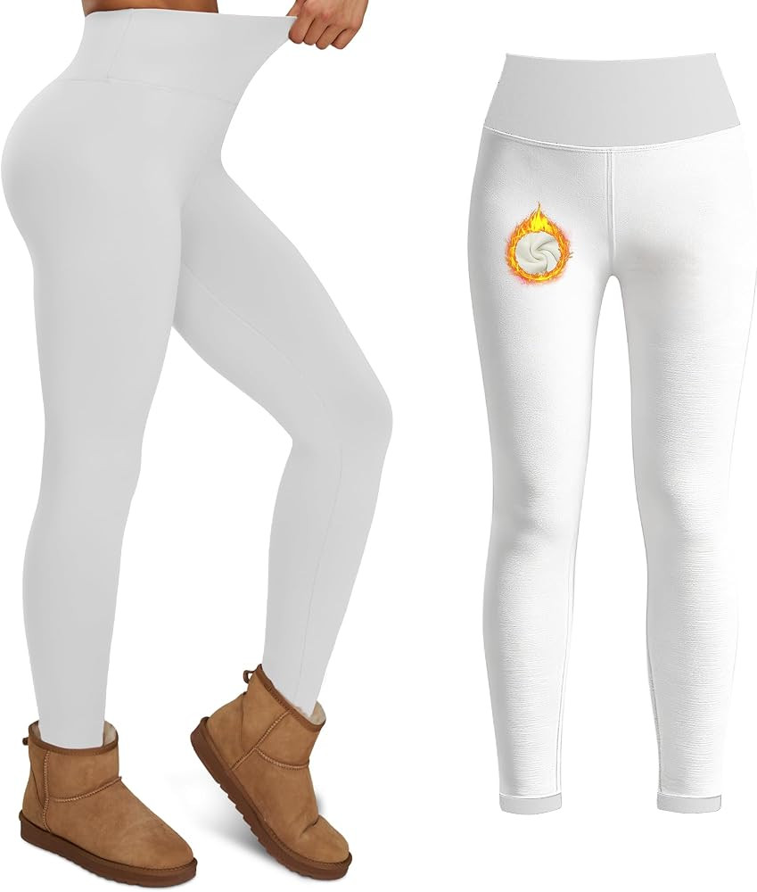 Thick Fleece Lined Leggings for Women High Waisted Winter Warm Thermal Yoga Pant Tummy Control So... | Amazon (US)