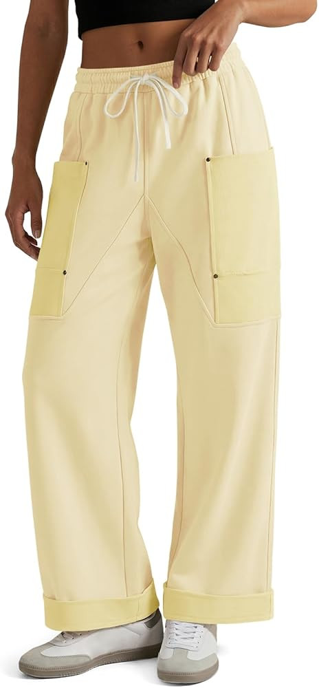 Aoysky Womens Wide Leg Sweat Pants Casual Elastic Waist Drawstring Hiking Workout Cargo Pants Loo... | Amazon (US)