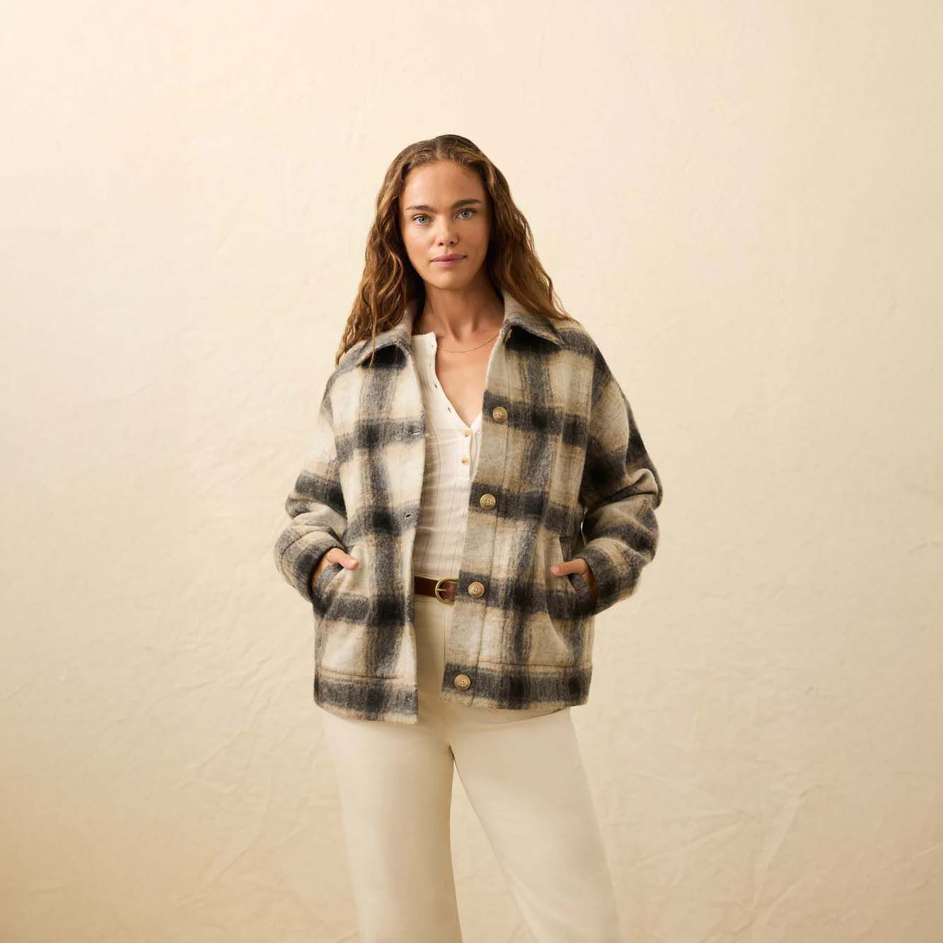 Faherty Women's Rocky Ridge Plaid Jacket, XS/S, Twilight Bend Plaid | Going Going Gone