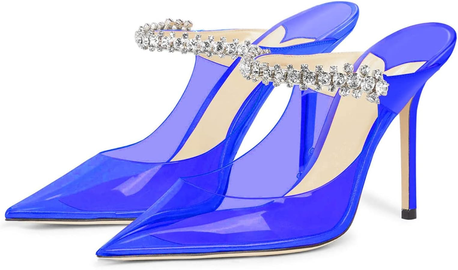 Jimishow Heeled Mules for Women with Rhinestone Stiletto Closed Toe 4 inches Kitten High Heels Sa... | Amazon (US)