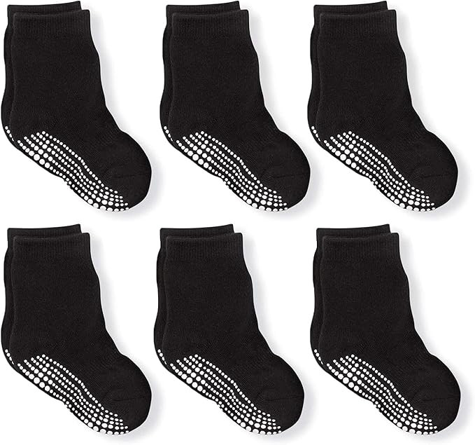 LA ACTIVE Non Slip Grip Ankle Boys and Girls Athletic Crew Socks for Babies Toddlers and Kids    ... | Amazon (US)
