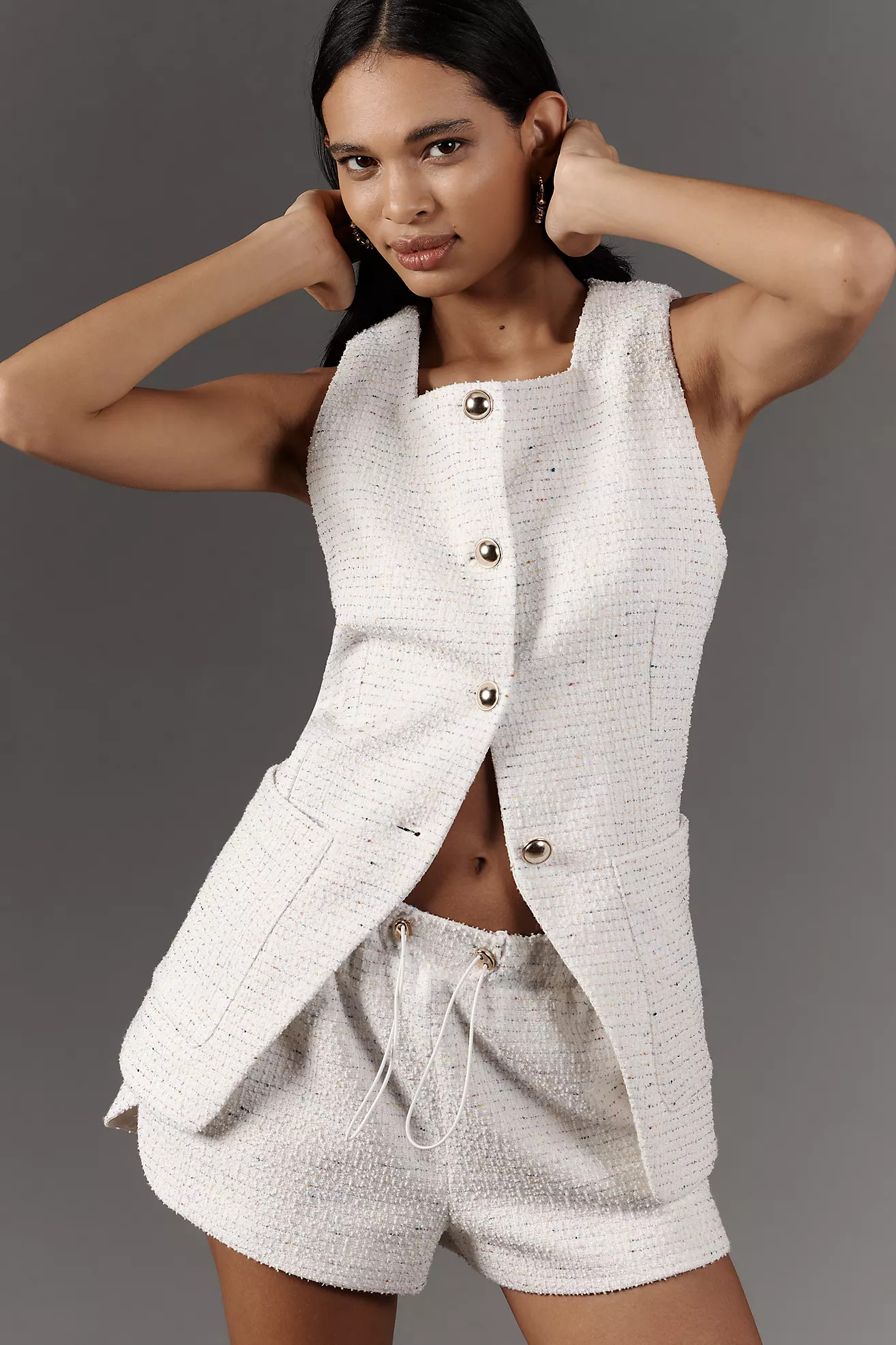 Maeve Square-Neck Tweed Vest | Anthropologie (US)