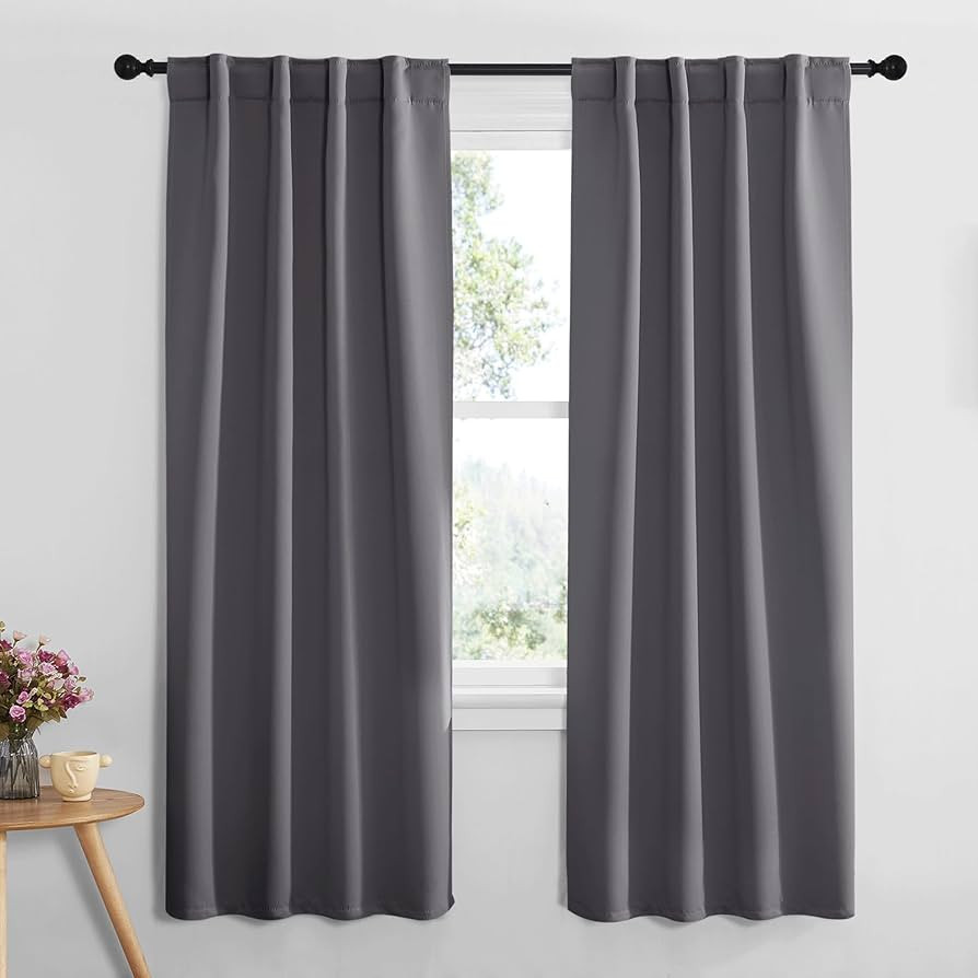 NICETOWN Blackout Curtain Panels Window Draperies - (Grey Color) 34-Inch Wide x72-Inch Long, 2 Pi... | Amazon (US)