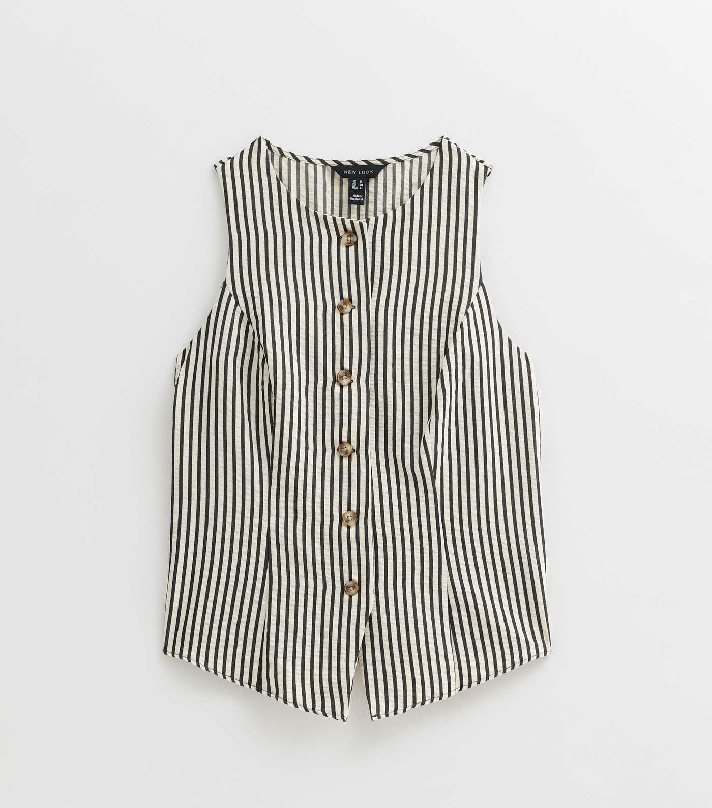 Black Striped Crew Neck Waistcoat | New Look | New Look (UK)