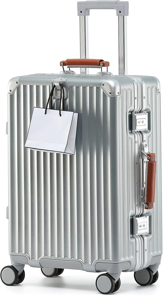 HotWay 26 Inch Hardside Checked Luggage with Leather Handle, PC Zipperless Suitcase with Spinner ... | Amazon (US)
