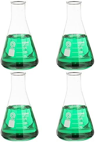 Glass Erlenmeyer Flask Set - Graduated Borosilicate Glassware - Volumetric Narrow Neck Scientific... | Amazon (US)