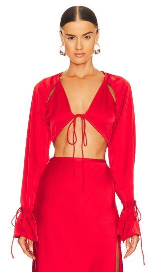 Connor Crop Top in Bright Red | Revolve Clothing (Global)