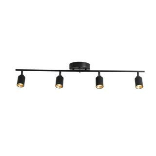 Shura 4-Light Black Integrated LED Track Light with Rotatable Heads, 3 ft. Fixed Track Lighting K... | The Home Depot