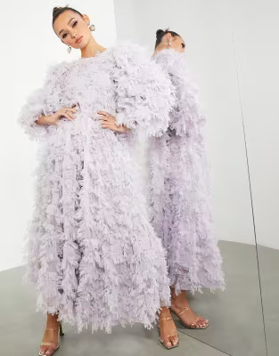 ASOS EDITION oversized midaxi dress in textured mesh in lilac | ASOS | ASOS (Global)