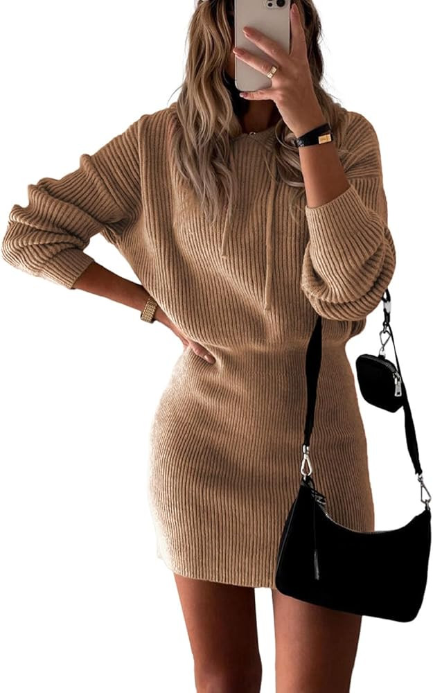 PRETTYGARDEN Women's Winter Rib Knit Pullover Sweater 2024 Fashion Fall Dresses Long Sleeve Hoode... | Amazon (US)