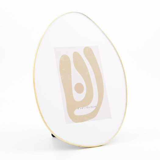 Gold Tone & White Oval Photo Frame 4x6in | TK Maxx