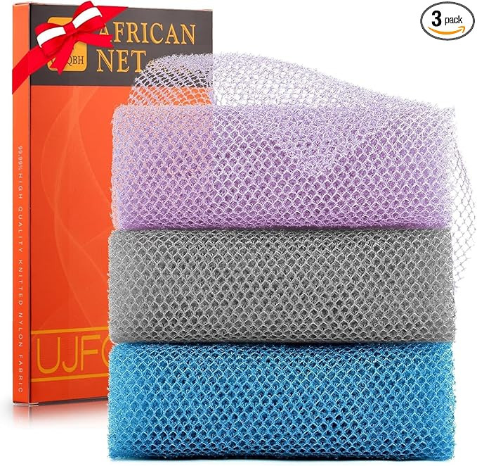 UJFQBH 3 Pieces African exfoliating net African Net Long Net Bath Sponge Exfoliating Shower Body ... | Amazon (US)