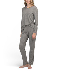 2pc Virginia Cotton And Tencel Pajama Top And Matching Pants Set | Marshalls