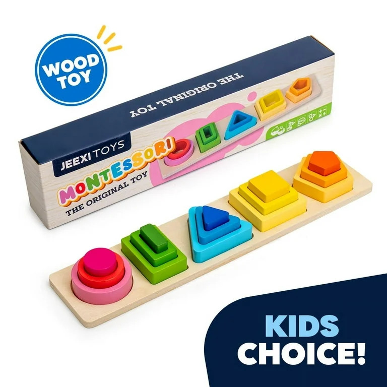 Jeexi Montessori Toys for 18+ Months Old - Toddlers Wooden Sorting and Stacking Toys for Baby Boy... | Walmart (US)