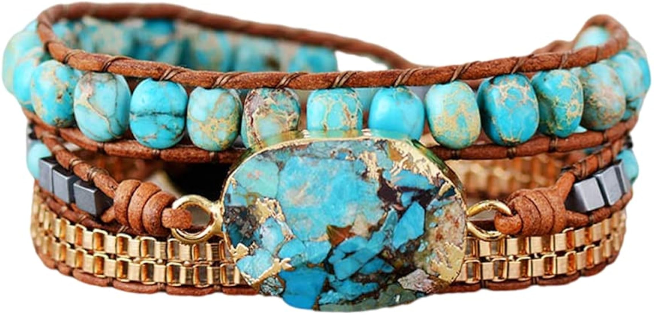 ZOSOJONA Women Wrap Bracelets Boho Natural Stone Jasper Turquoises Strand Bracelet Jewelry Collec... | Amazon (US)