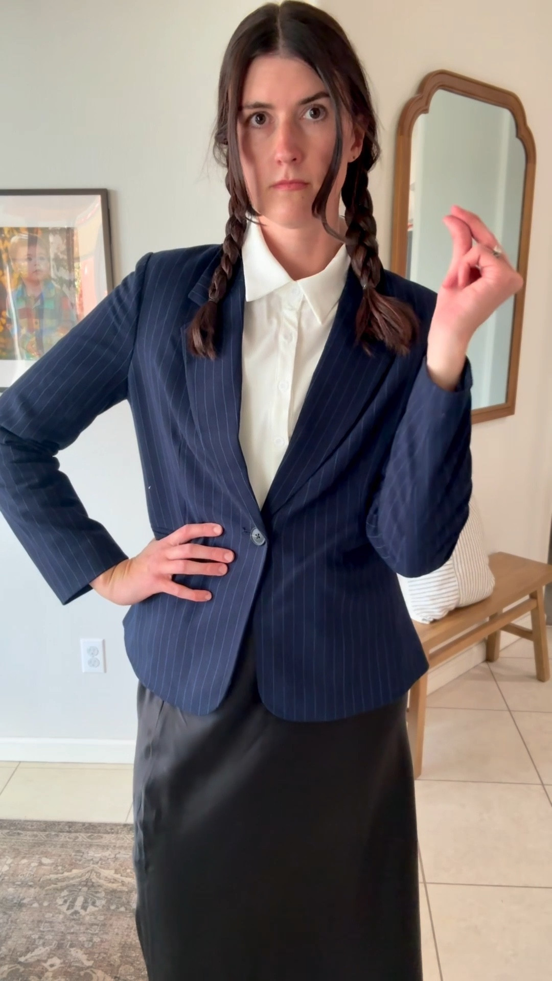 Scored this free assembly blazer on clearance for $7! Perfect time to be Wednesday 

#LTKSaleAlert #LTKTall #LTKHalloween