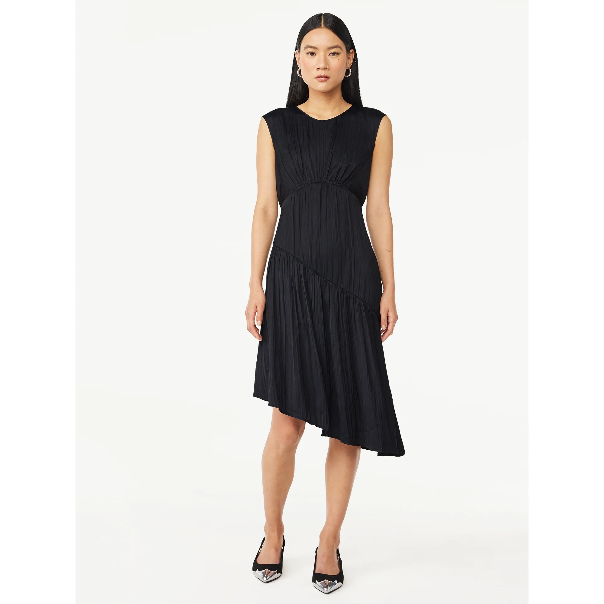 Scoop Women's Sleeveless Tiered Asymmetrical Dress, Sizes XS-XXL | Walmart (US)