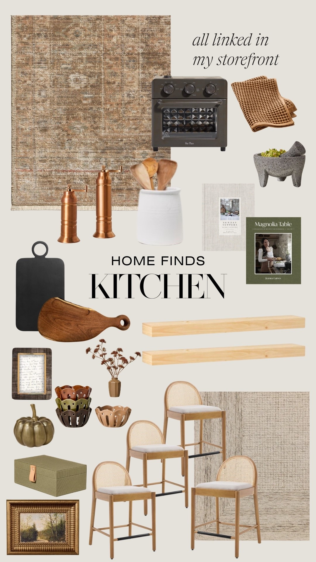 Neutral earthy tones kitchen decor! Kitchen decor, kitchen shelf decor, kitchen rug, bar stools, Amazon home, target home 

#LTKHome