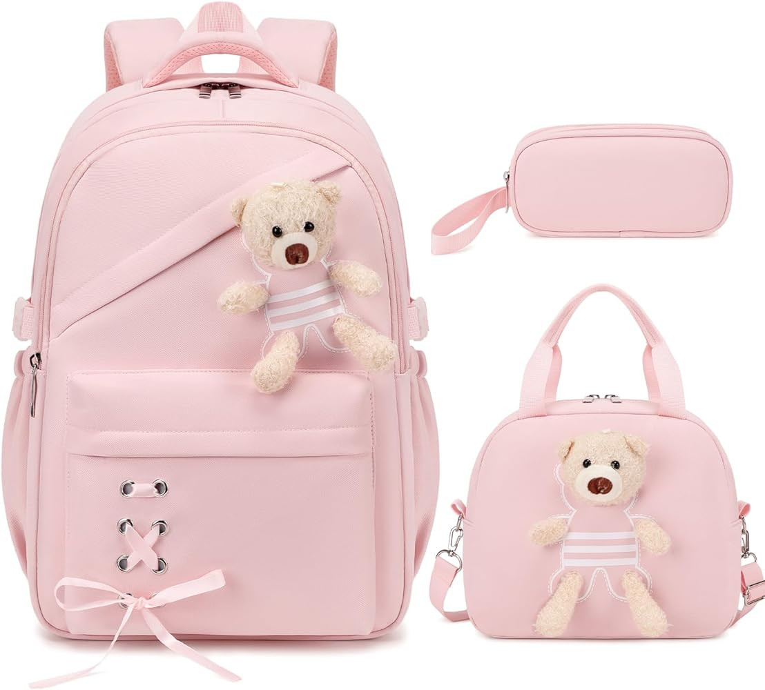ACESAK School Backpack for Girls - 3 PCS Cute Girls Backpack with Lunch Box & Pencil Case - Kawai... | Amazon (US)