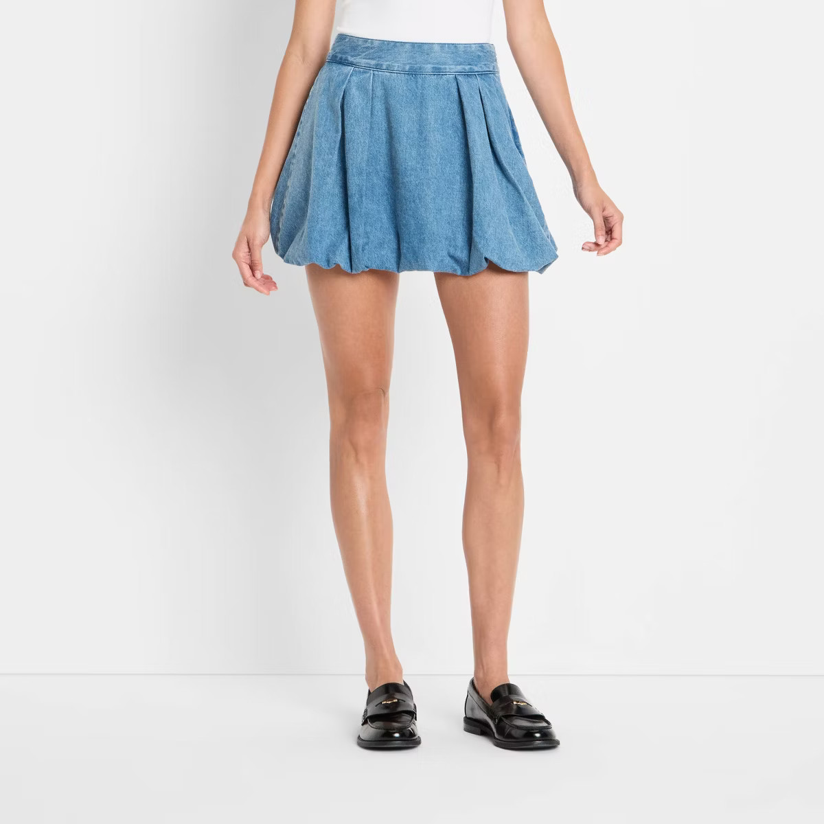Women's Denim Bubble Mini A-Line Skirt - Future Collective Blue Denim | Target