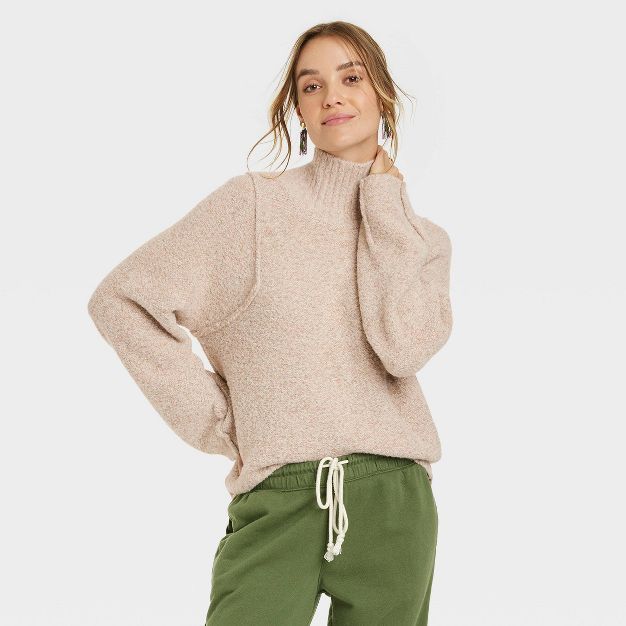Women's Mock Turtleneck Seam Front Pullover Sweater - Universal Thread™ | Target