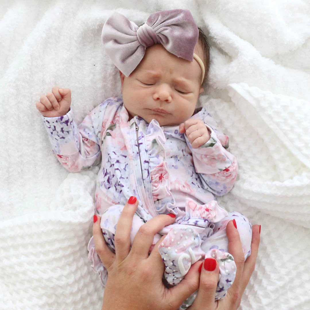 Henlee's Hydrangea Zipper Ruffle Footie | Caden Lane