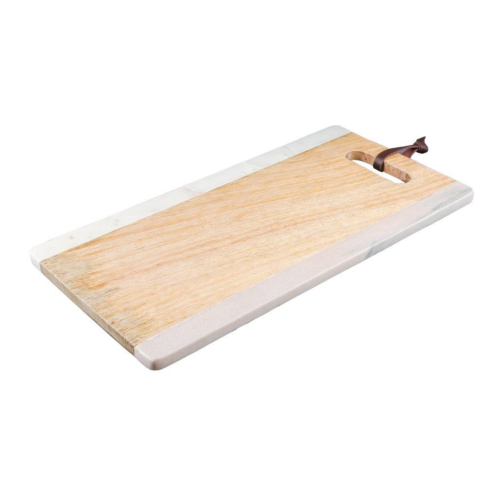 14.5"" x 8"" Marble and Mango Wood Serving Tray with Handle - Thirstystone | Target