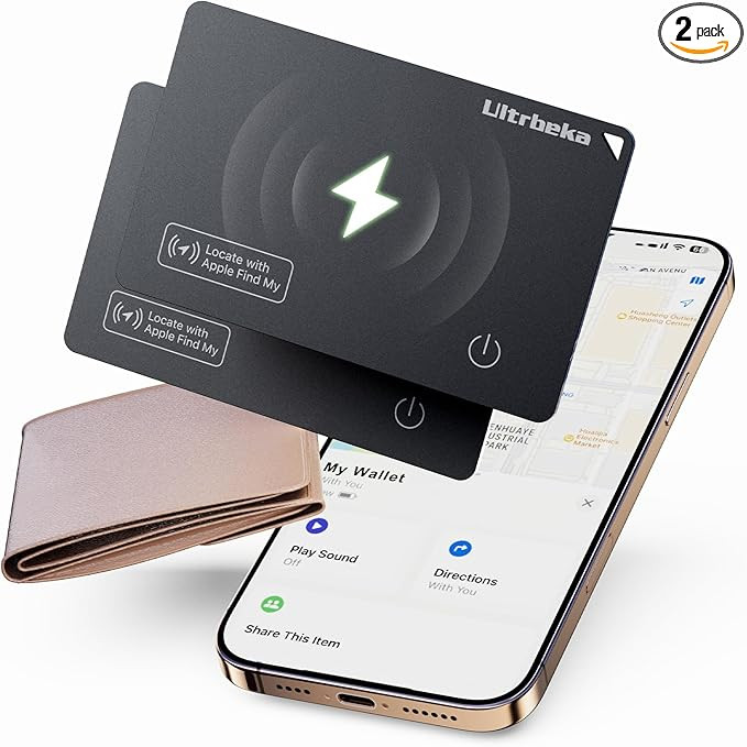 Wallet Tracker Air Tag Slim Card 0.07in Bluetooth Tracker for Wallets, Passport, Work with Apple ... | Amazon (US)