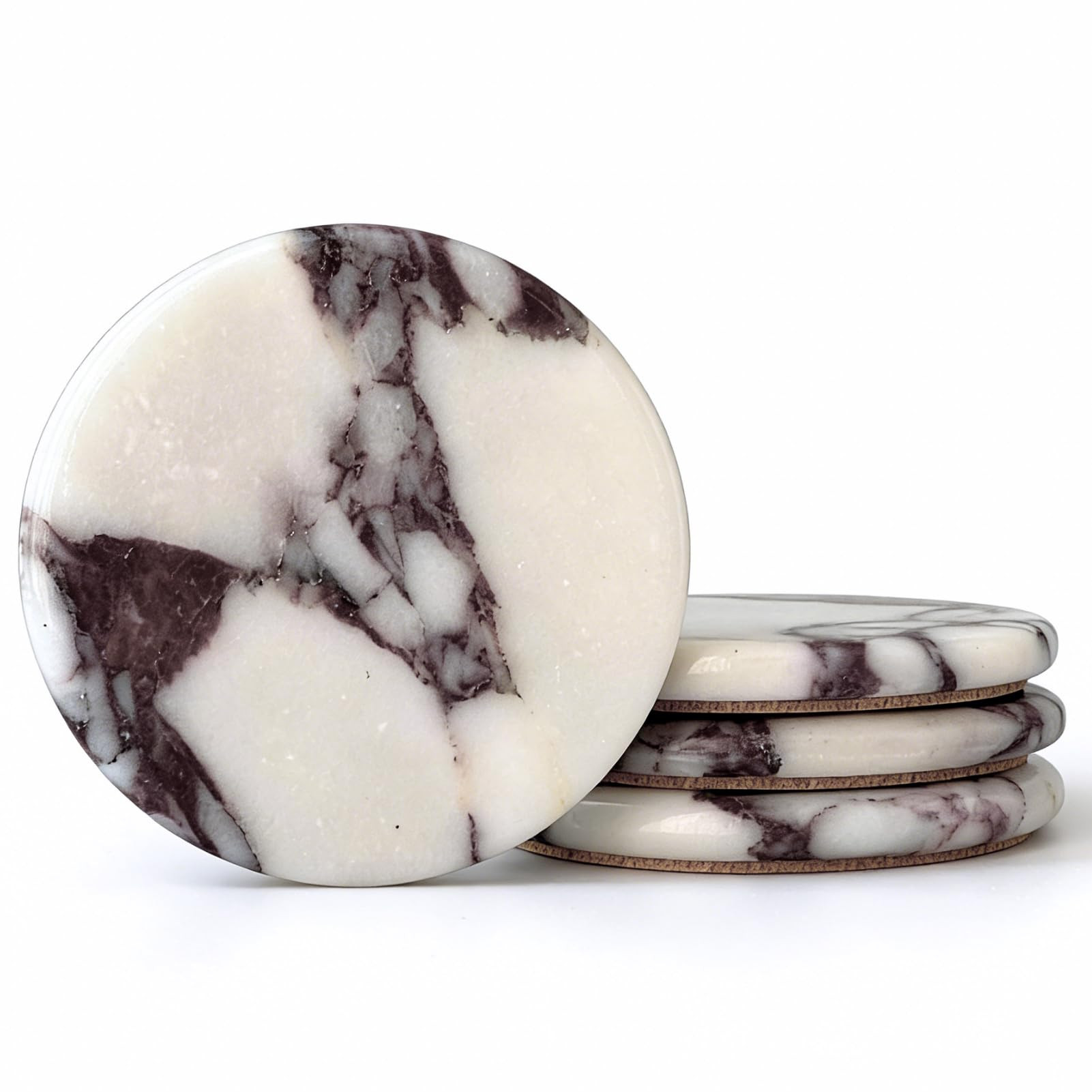 Marble Coasters Set of 4 - Stone Coaster for Drinks, Coaster with Cork for Tabletop & Coffee Tabl... | Amazon (US)