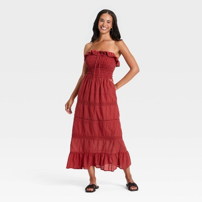 Women's Cotton Maxi Pullover Sundress - Universal Thread™ Red XL | Target