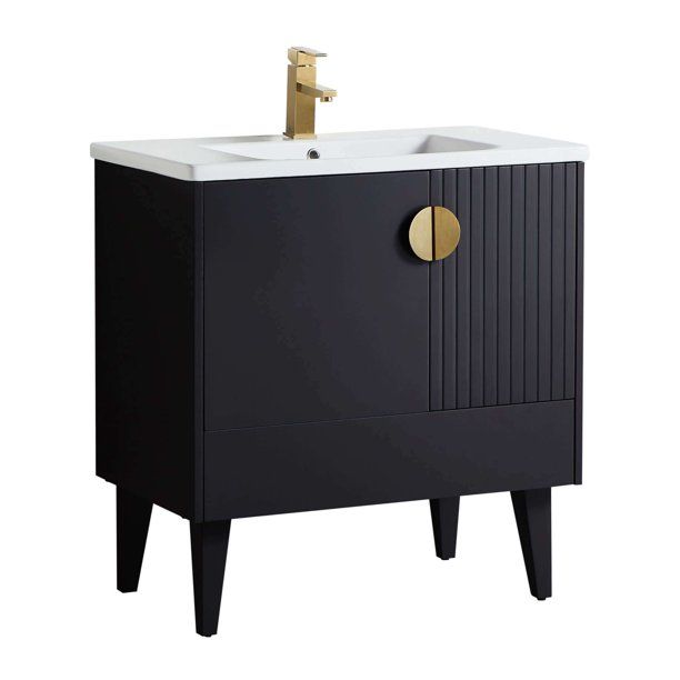 Venezian Collection - 30" Single Black Bathroom Vanity, - Brass Handles.&nbsp; | Walmart (US)