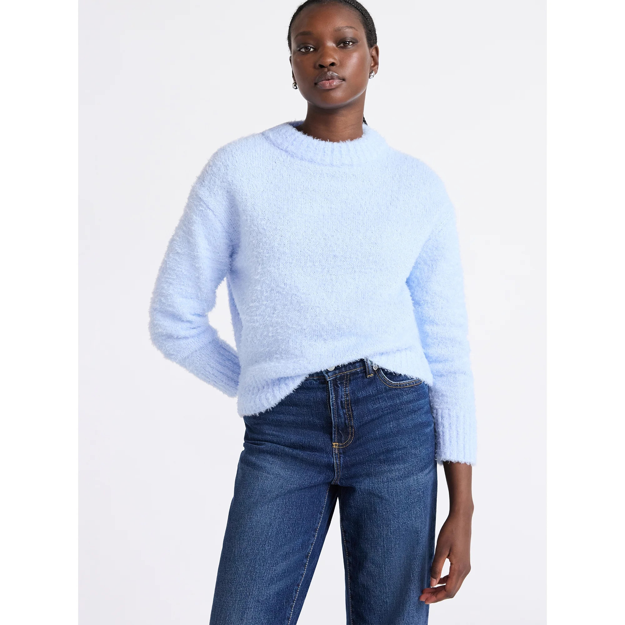 Free Assembly Women's Mock Neck Wedge Sweater with Long Sleeves, Sizes XS-XXL | Walmart (US)