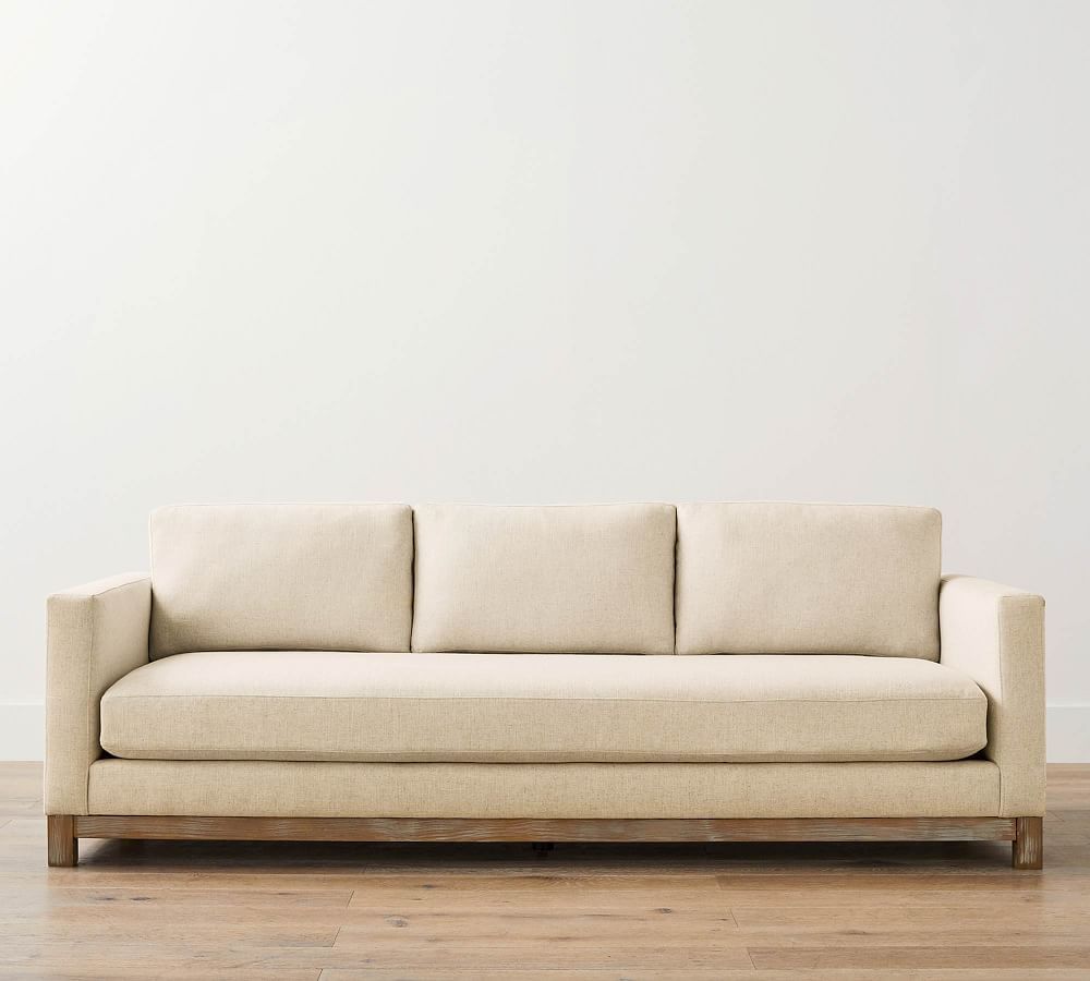 Jake Upholstered Sofa with Wood Base | Pottery Barn (US)