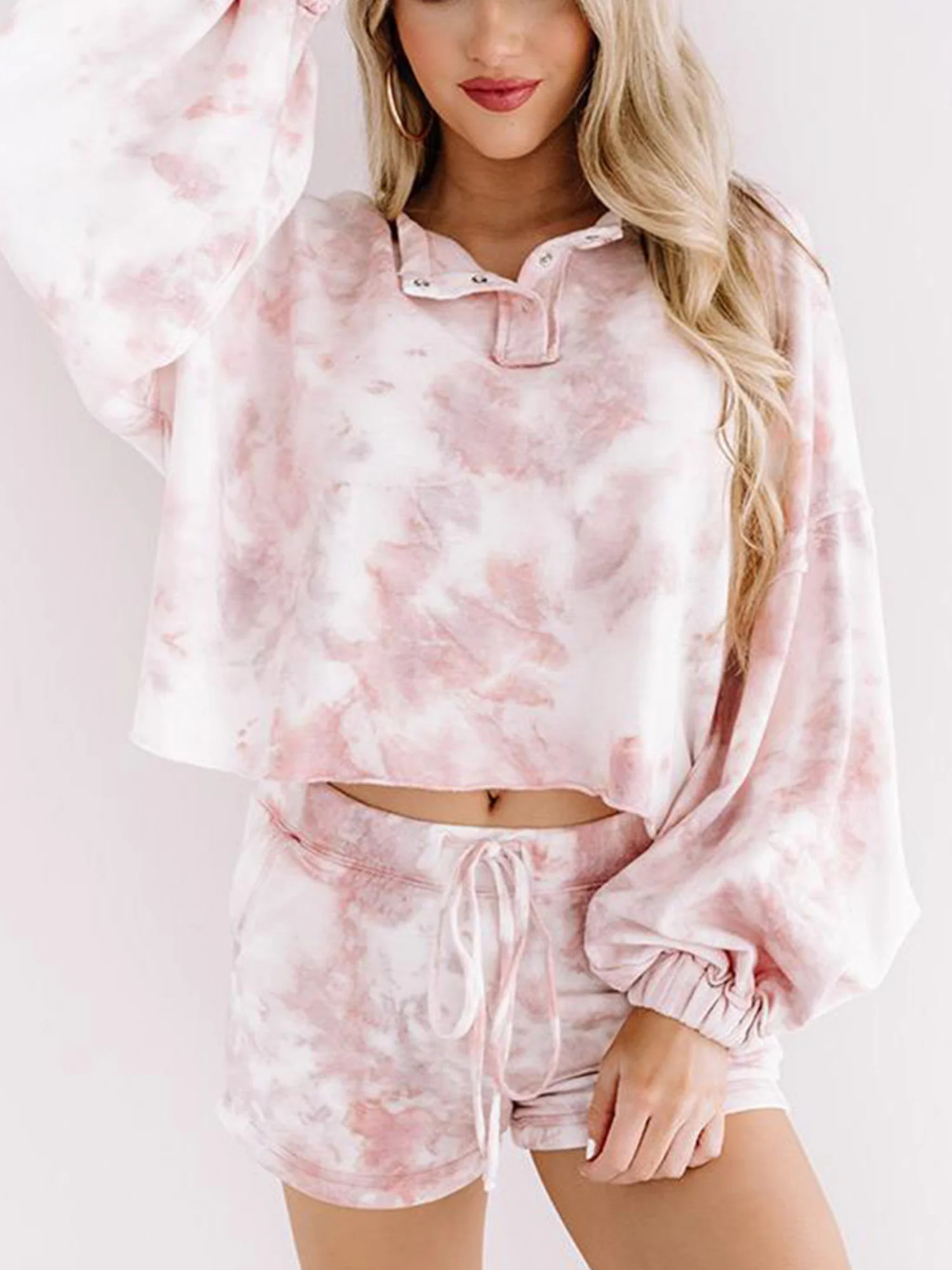 'Wendy' Tie-dye Lantern Sleeve Loungewear Set (2 Colors) | Goodnight Macaroon