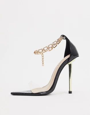 Simmi London Felicia heeled sandals with diamante anklet strap in black | ASOS (Global)
