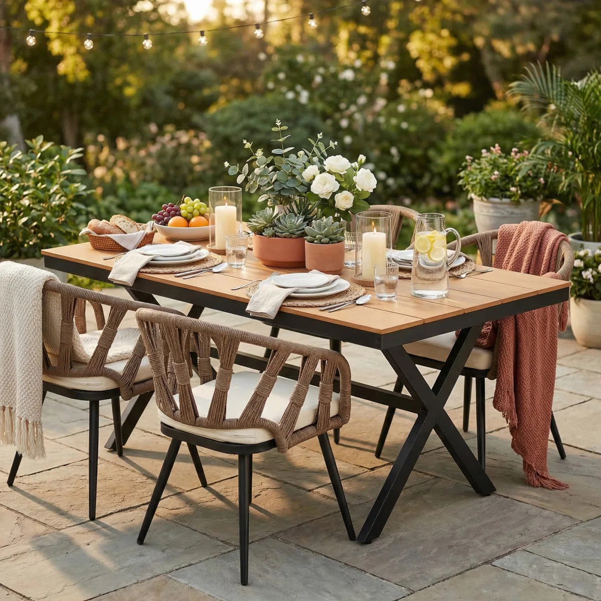 5-Piece Patio Dining Set for 4, Outdoor Furniture Sets with Rectangle Table, Patio Table and Chai... | Wayfair North America