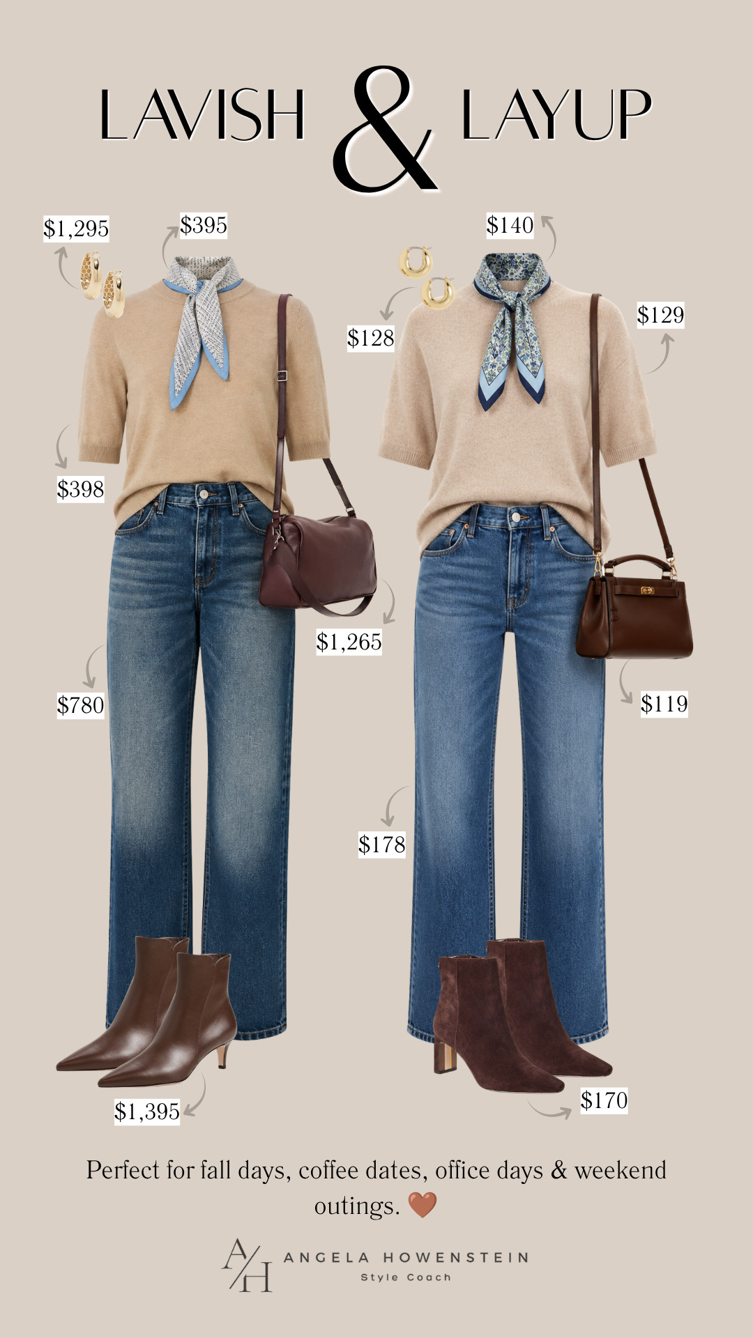 Lavish & Layup 🤎 Two ways to get the look for less! I’m all about finding those luxe-looking pieces that give you the same polished feel without the designer price tag. From the cozy knit and scarf to the denim, boots, and handbags—these are easy pieces to recreate an elevated everyday look.

Save this one for your next look-for-less shopping day! ✨

❤️ Heart = Support my posts ;-) 🔖 Save = Get sale & restock alerts for the things you love! 📋 Lists = Keep favorites organized. 📲 Share = Send lists and products to a friend. 💬 Comment = Ask me anything, and I'll answer. ;-) 

 #LTKootd #LTKSeasonal #LTKOver40