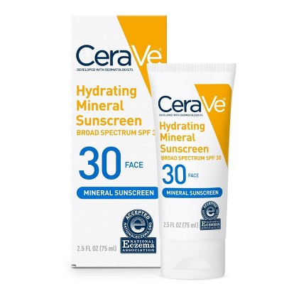 CeraVe Hydrating Mineral Face Sunscreen Lotion – SPF 30 - 2.5oz | Target