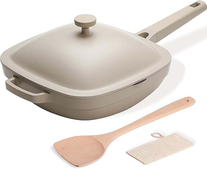 10.5 Inch(3.8QT) Ceramic Pan with Lid,Non Stick Frying Pans Cast Aluminum Deep Sauté Pans,Ti-Cer... | Amazon (US)