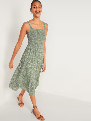 Smocked Fit & Flare Cami Midi Dress for Women | Old Navy (US)