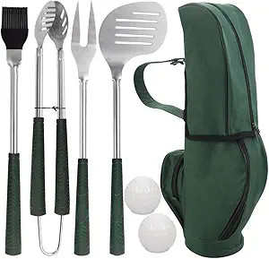 POLIGO 7PCS Golf-Club Style BBQ Tool Set Grilling Tools with Rubber Handle - Stainless Steel Gril... | Amazon (US)