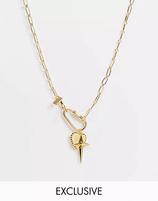Regal Rose Exclusive heart charm cluster necklace in gold plate | ASOS (Global)